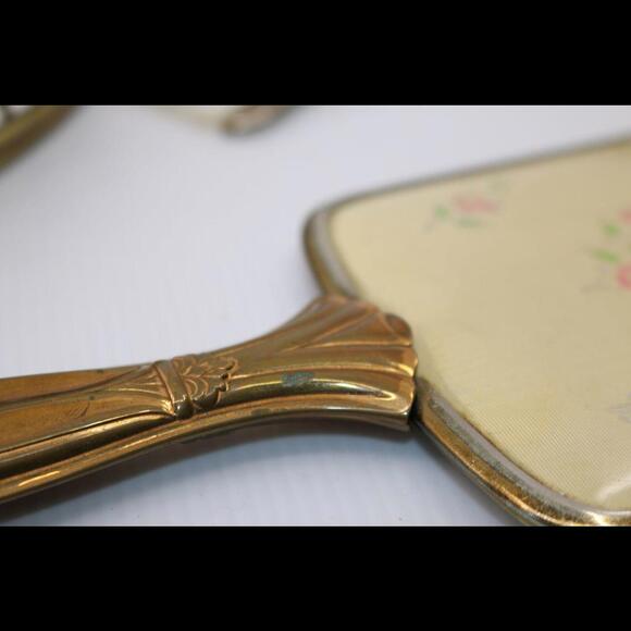 Vintage Ornate Mirrored Vanity Tray Brush Comb Hand Held Mirror - Picture 8 of 8